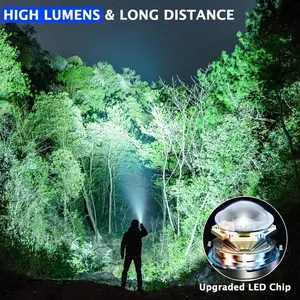 K-Ultra Bright 1500 Lumens LED Flashlights, Rechargeable via USB, 5 Lighting Modes, Adjustable Focus Beam, Waterproof, Compact & Portable - Ideal for Camping, Fishing, Hunting, Emergencies, Scalable, COB Lamp, Zoomable, ABS Handheld Digital- 28