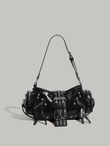 women's fashionable rivet decorated crossbody bag, y2k style shoulder bag for daily used, casual trendy versatile high-quality daily commuting bag