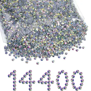 Beadsland Hotfix Rhinestones Bulk SS6, 14400 Pieces Crystals for Crafts Clothes DIY Decoration, High-Quality Glass, Easy to Use