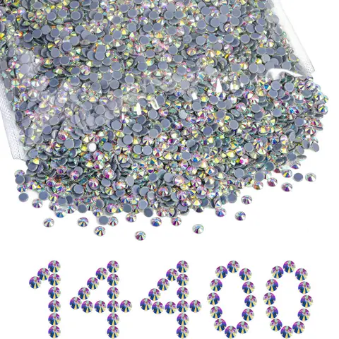Beadsland Bulk Sparkling Crystal Hotfix Rhinestones - SS10, 14400 Pieces - for DIY Decoration, Clothes Sewing Accessories