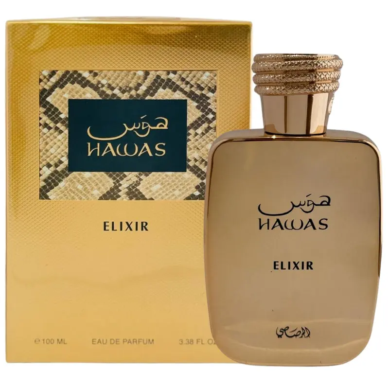 Rasasi Hawas Elixir EDP Body Perfume - 100 ml (3.4 oz) Elevated, Fragrant, Mint, Gender-Neutral Men's Fragrance, Gourmand Elegant Scent, Suitable for Daytime Wear