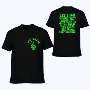 let them shirt motivational popular trendy retro Short Sleeve Top Cute Tshirt black and lime green graphic tee