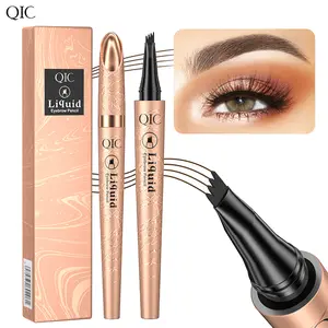Smudge-Proof 4-Fork Brow Pencil, Waterproof Microblading Pen Creates Realistic, Fuller Brows, Makeup Tool for Work, Parties & Photoshoots