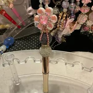 Flower Pen - Decorative Flower Design with Colorful Accents, Purple Accents, Gold Accents, Elegant Handle