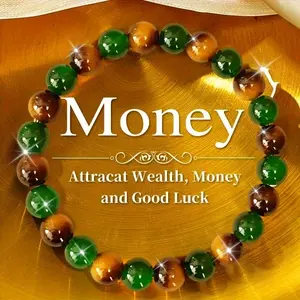 Tiger'S Eye And Green Crystal Bracelet for Attracting Wealth - blue friendship bracelet beaded jewelry protection bracelet encouragement gift fashion artificial bracelet of the day Colorblock Beaded Crystal Bracelet summerwins