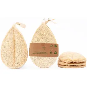 Loofah Kitchen Scrubbing Pads, Vietnamese  -Based Luffa, Multi-Purpose Dish Washing Sponges (Pack 4)