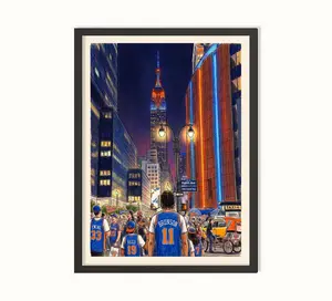 New York Basketball Art Print, NYC Playoff Nights Poster , New York Sports Decor