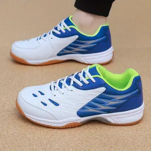 LISM Unisex Lightweight Breathable Badminton Shoes - Low-Top Casual Sneakers with EVA Cushioned Sole, White & Blue Design for Men & Women, All-Season Comfort, Badminton Accessories, Sports Footwear, Modern Sneakers, Fabric Lined Interior
