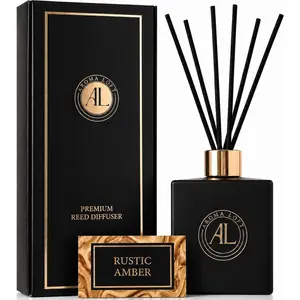 Reed Diffuser -  Diffuser for  - 5 oz. Oil Diffuser Sticks - Bathroom Diffuser Set- Oil Diffuser Reeds - Scent Sticks in Oil-Office Smell Good Stuff (Black, Rustic )