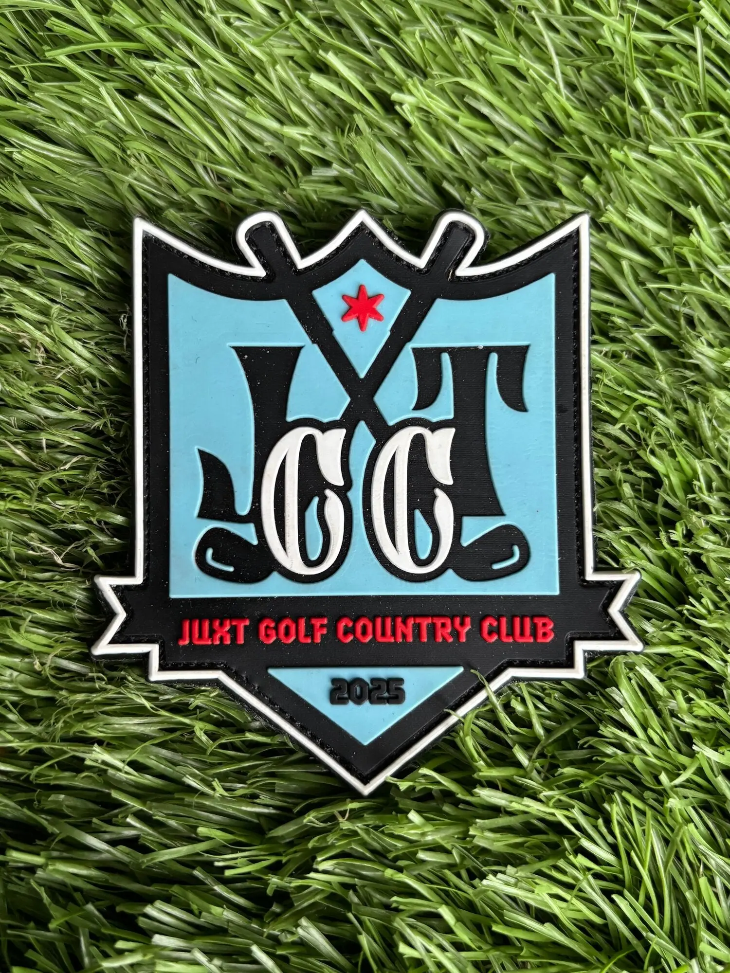 JUXT CC 3D Golf Morale Badge for Golfers - 3D Raised Face Embroidered Patch Builder, Premium Texture, Velcro Hook Backing, Instant Attach for Golf Headcovers, Hats