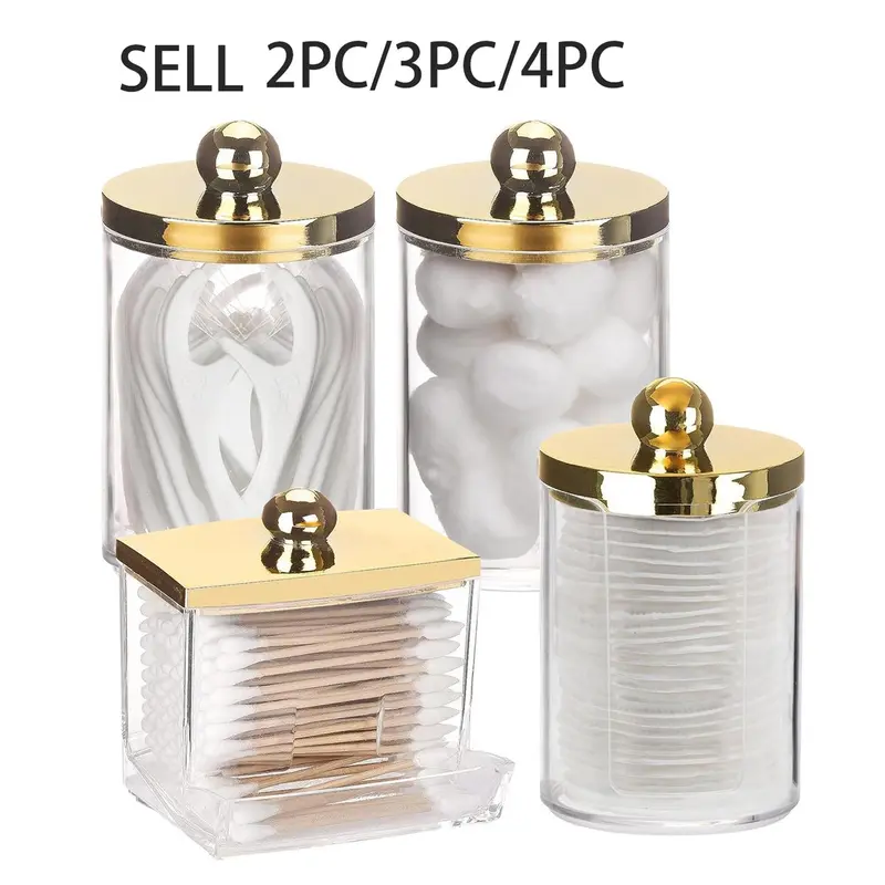 2/3/4 Pcs Cotton Swab Holder Bathroom Organizers and Storage Containers, 10/7 Oz Cotton Ball Dispenser with Lid, Storage Box Organizer, Storage Bottles