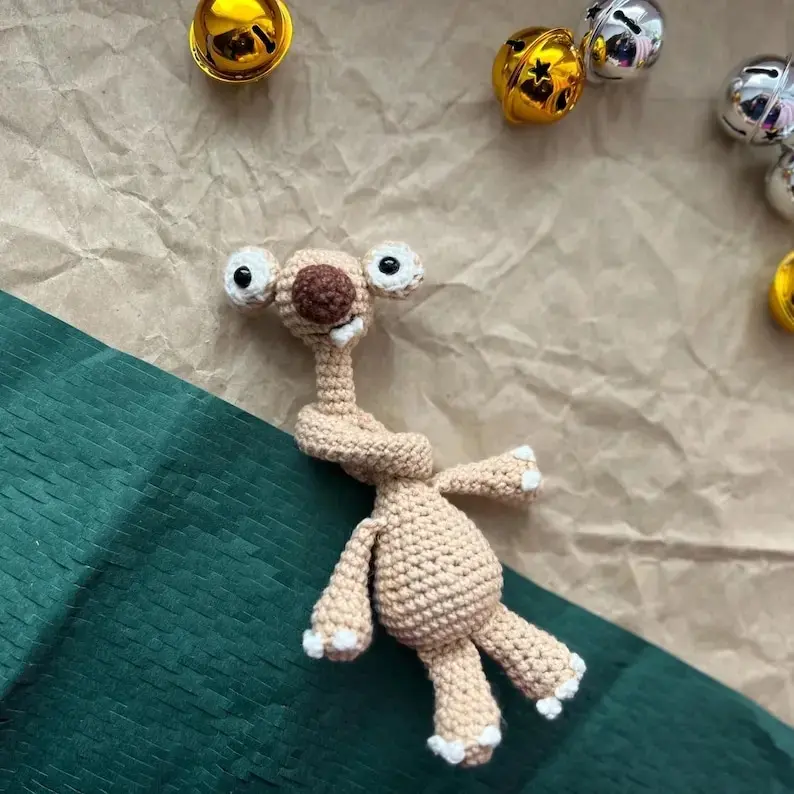 Long Neck Sloth Crochet Plush, Funny Sloth Amigurumi Toy, Handmade Crochet Animal Gift, Cute Shelf Decor for Sloth Lovers