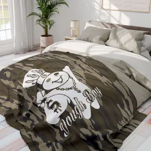 Bottomland Dough Boy Camo Velvet Blankets Camouflage Decor Multifunction Soft Office Bedding Blankets Plush Thin Quilt