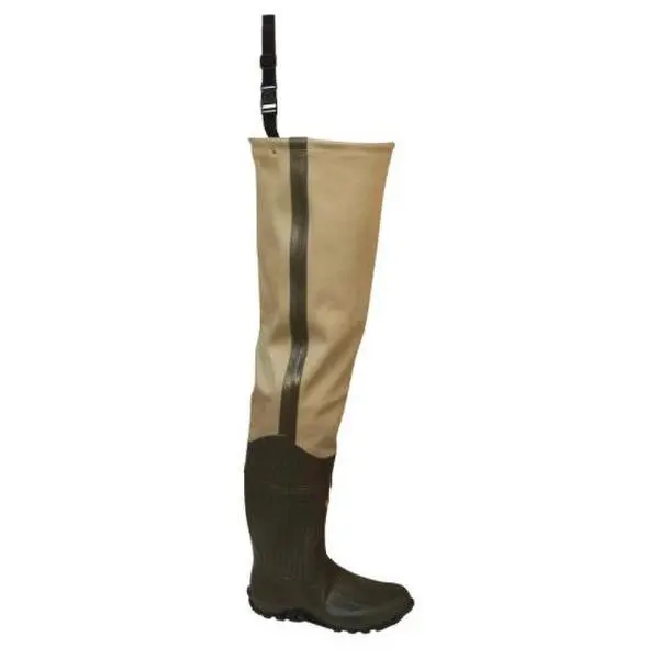 Frogg Toggs Mens Khaki Bull Frogg 3-Ply Canvas Lug Sole Bootfoot Hip Waders