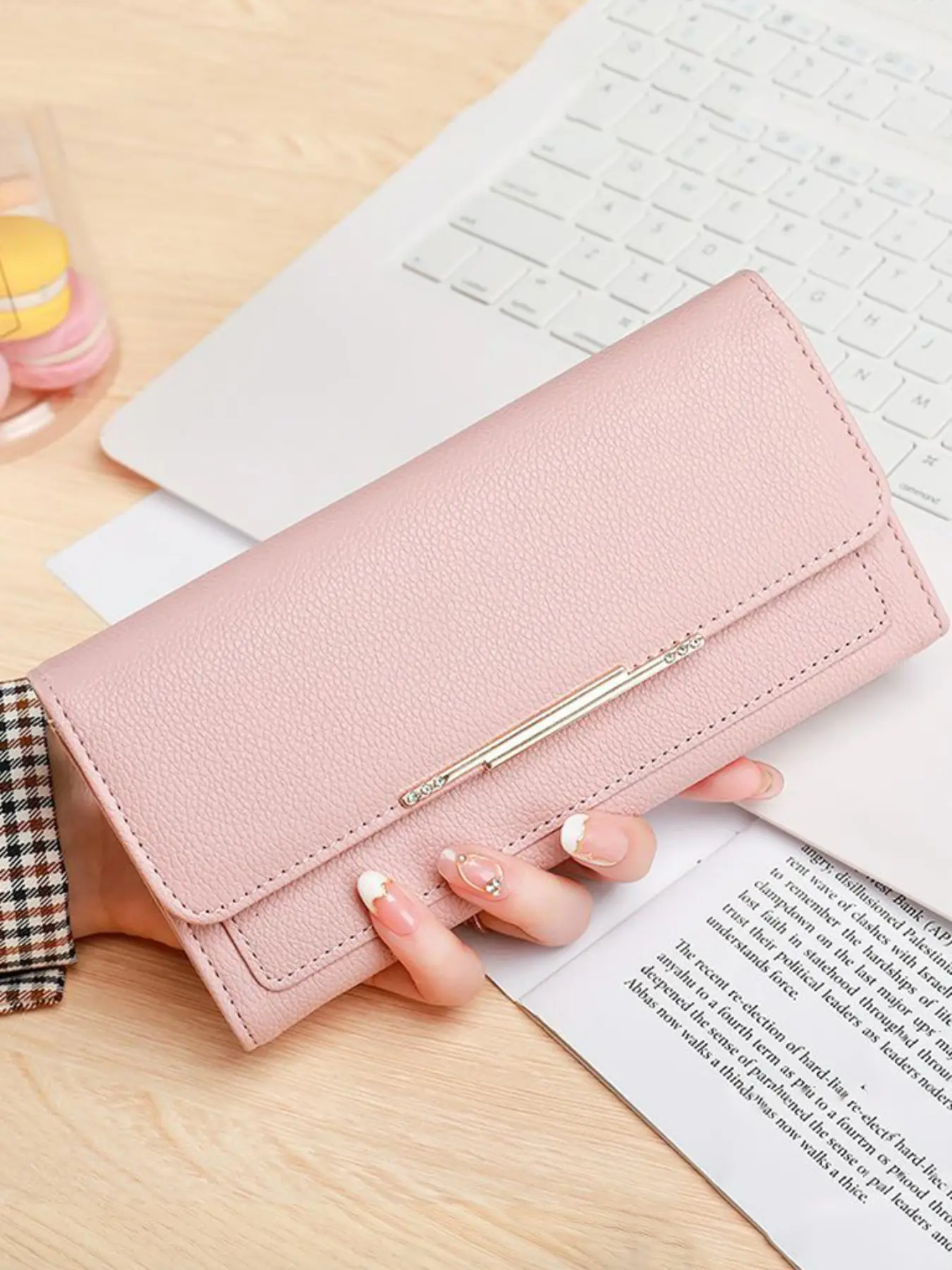 Women's Three-Fold Wallet, Trifold Wallet, Alligator Pattern with Metal Snap Buckle, Multiple Card Slots, Large Capacity, Business & Daily Use, Business Style Wallet
