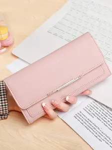 Women's Three-Fold Wallet, Alligator Pattern with Metal Snap Buckle, Multiple Card Slots, Large Capacity, Business & Daily Use