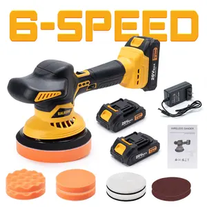 Cordless Car Buffer Polisher, Electric Buffer Polisher Kit with 2 Pack 20V Rechargeable Batteries,6 Variable Speed 6000 RPM MAX Orbital Polisher for Car Boat Detailing, Polishing,Scratch Removing