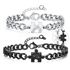 Couple Bracelets Heart-Shaped Jigsaw Puzzle Matching Anniversary Promise Gift Long Distance Relationship Gifts Adjustable Size