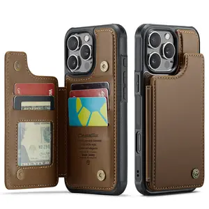 Phone Case: One Lanyard Wallet Solid Color Double Button Side Sticker with Card Slot RFID Blocking Kickstand Magnetic Flip PU Synthetic Leather Case for iPhone 17 17 Pro max 16e 16 Pro Max 15 Plus 14 13 12 11 Business Shockproof Protective