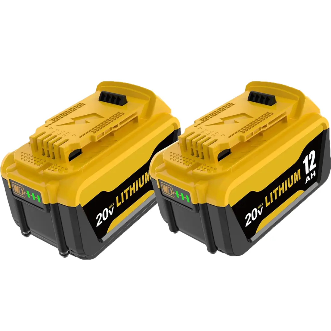 2-Pack Yellow 12000mAh 12.0Ah Lithium Replacement Battery for Dewalt ...