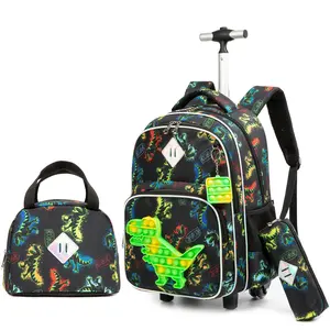 DinoBackpack Boys Cart Kids School Bag Lightweight Burden Reduction Dinosaur Backpack with Detachable Lunch Bag Adjustable Straps tie rod schoolbag Rainbow Butterfly Girls Backpack Set essentials pencil case toddler gift