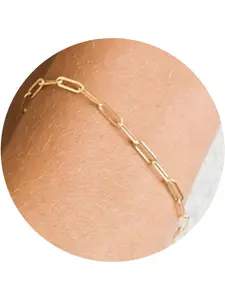 1 Pc Dainty 14K Gold Plated Chain Bracelet 2.7mm Paperclip Chain Ankle Chain Stackable Jewelry for Women