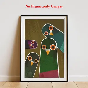 Abstract Humorous Bird Canvas Art Print, Wall Art Poster, Living Room Decor, Bedroom Aesthetic Design, Modern Home Decor, Friendship Gift, No Frame