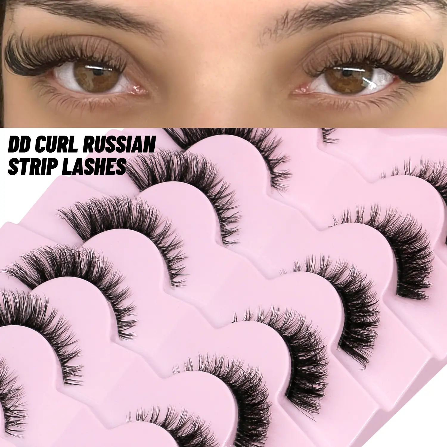 GROINNEY 7 Pairs C Curl Eyelashes,Plush Soft Mink False Eyelashes, High-end Gorgeous Fake Eyelashes, Comfortable to Wear Natural Look Lashes with Transparent Strap,Suitable for Parties and Christmas, Fluffy False Eyelashes, Cosmetic False Lashes