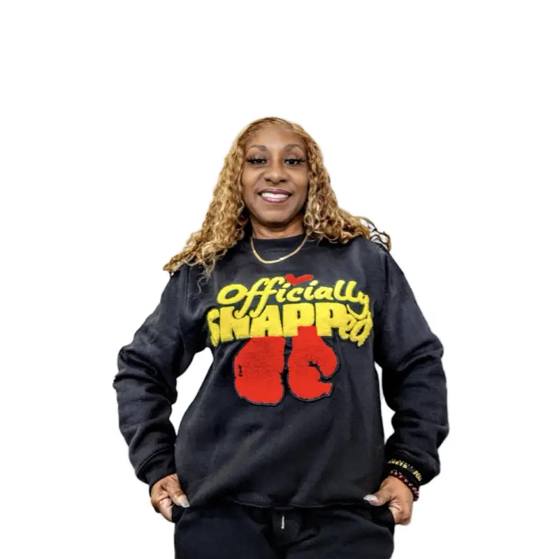 Officially SNAPPed Crewneck Sweater - Black with Red Boxing Gloves Design
