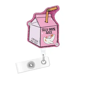 Acrylic Bling Retractable Badge Reel, 1 Count/3 Counts Belt Clip Retractable Name Badge Holder for Nurse Doctor Student Worker Volunteer