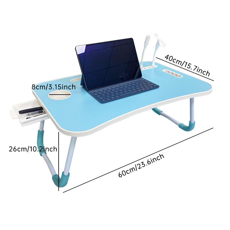 Foldable Computer Desk Laptop Bed Table with USB Charging Port Handle Card Slot & Drawer for Students & Remote Workers Ideal for Dormitory Bedside Home Office