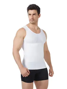 Men's Shapewear Sharkskin Triangle Mesh Waist Cinch Chest Tight Compression Stretch Tank Top, Casual Regular Length Plain Design, All Seasons Wear, Waist Cinching Shapewear, Waist Trainer Cincher