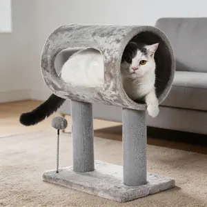 Cat Craft Scratching Post 20.5" Cat Tree with Tunnel Carpet Cat Tower Kitten Tree Cat Tree with Hanging Ball for Indoor Cat, Grey
