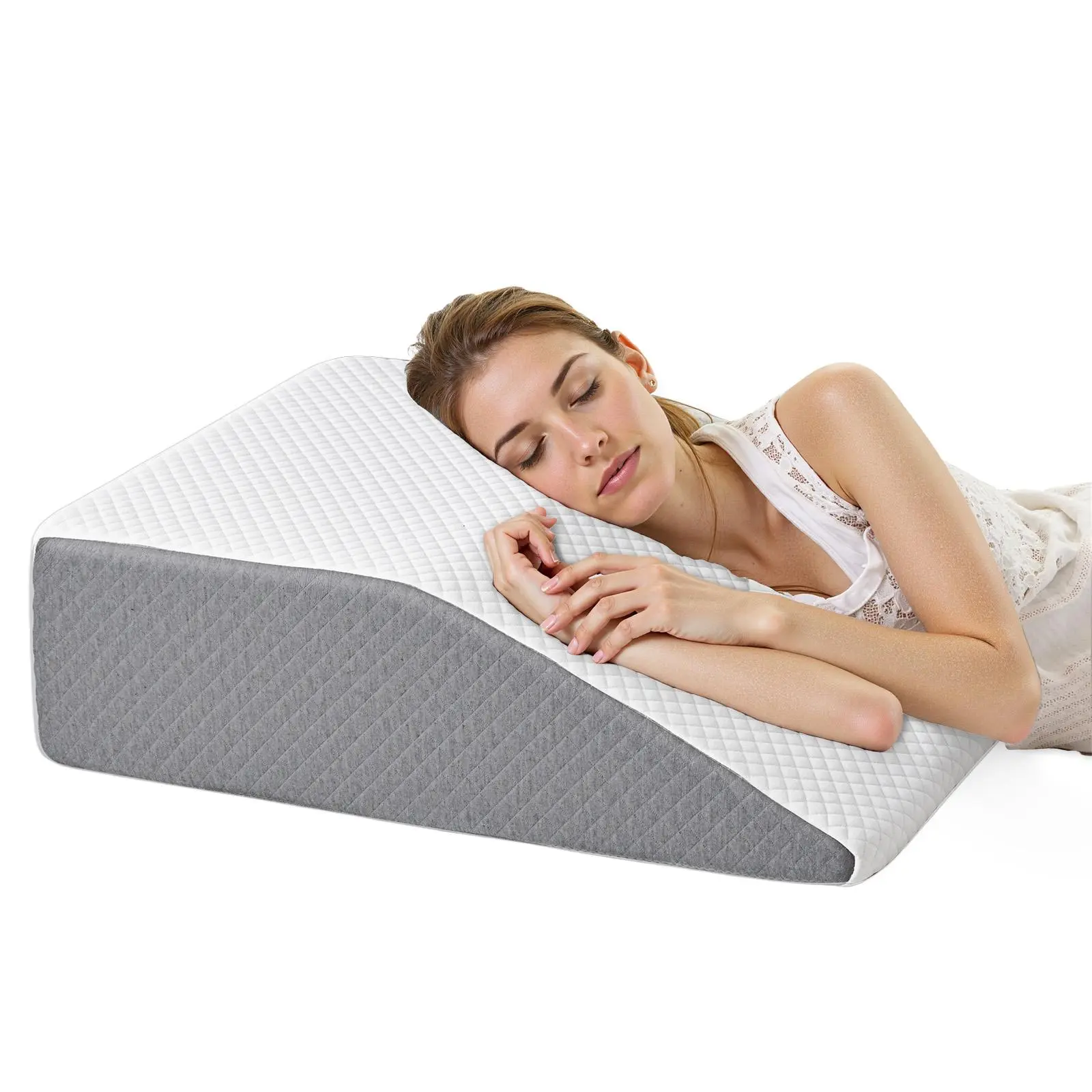 Wedge Body Pillow with Asymmetrical Reading Design, for Sleep Apnea, Neck Pain Relief, Post Surgery Comfort, Acid Reflux and Snoring, Asymmetrical Reading Pillows