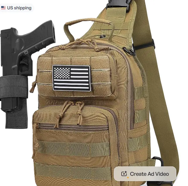HPDF Small Tactical Military Backpack Sling Crossbody Holster Bag For Men CCW Sling Bag 10L