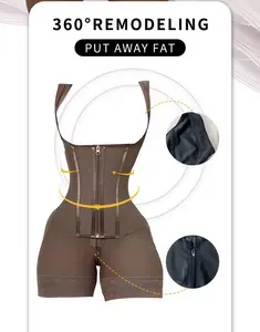 Women's Solid Color Zipper Corset Shapewear Romper, Tummy Control Shaper, Highwaist Girdle hook closure curves he body compression faja bbl Womenswear body shapewear faja snowy pad firming shape thigh Basic Minimalist body shapewear fajas body shaper high