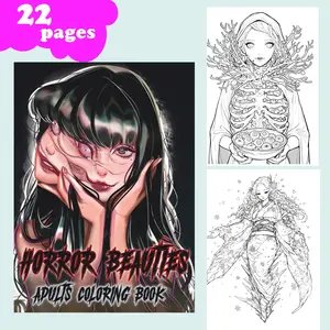Horror Beauties Creepy Anime Coloring Book | 22 Pages 120g Thick No-Bleed Paper | Spooky Distorted Girl Horror Art | Easy Coloring for Adults & Kids | Stress Relief Dark Hobby | Gel Pen Friendly | No Bleed Through | Glue Binding Process | TikTok Viral