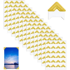 240 Pieces Photo Corners Self Adhesive Photo Corner Stickers, Picture Mounting Corners Acid Free Photo Corner for DIY Scrapbook, Album, Picture Frames, Journal Supplies (Gold)