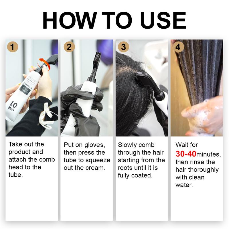 VSIU Hair Dye Brush Enriched with Olive Oil & Aloe Vera Ammonia-Free No Peroxide for Men Women Covers Gray Hair in Dark Brown Black Long Lasting Color with Floral Scent Includes Stain Remover