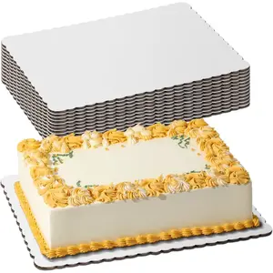 Fit Meal Prep [20 Pack 14x10 Cake Boards Rectangle Quarter Sheet Cake Board, Disposable Pizza, Desserts and Pastries Food Bottoms White Cardboard, Grease Proof and Moisture Resistant