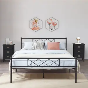 VECELO Metal Platform Bed Frame with Headboard & Footboard - Twin/Full/Queen/King Size, Sturdy Construction, No Box Spring Needed