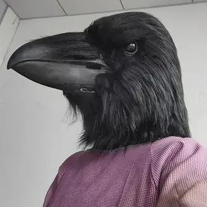 Realistic Raven Mask, Bird with Feathered Texture, Perfect for Halloween, Carnival & Role-Playing Costumes, Detailed Craftsmanship