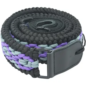 (R) 550 Paracord Guitar Strap - Full Grain Leather Ends for  Playing Comfort, Stability, and Durability.