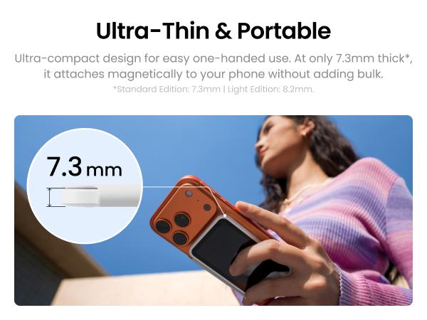 Insta360 Snap Selfie Screen - 4K Magnetic Selfie Monitor Screen for Selfie, Vlogging, Compatible vith iPhone & Android, Touchscreen Control, Wired Instant Connection