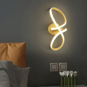 Minimalist Line Wall Lamp, Electrical Wiring, 11.42-inch Wall Lamp, Aluminum and Silicone Design, No Remote Control, Black/Gold Yellow For Bedroom, Bedside, Entrance Hall, Study, Ceiling Mount, Modern Dual-Use Lighting Fixture
