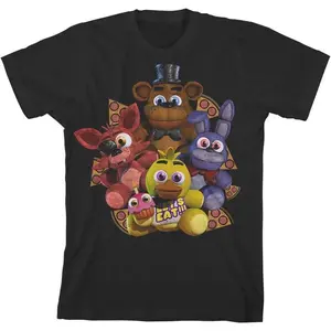 Five Nights at Freddy's Character Plushies Boy's Black T-Shirt  for adult kids boy graphic Tees shirts  funny vintage fashion Short Sleeve tops vacation outfits clothing