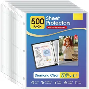 Sheet Protectors for 3 Ring Binder 500 Pack, Clear Page Protectors 8.5 x 11, Plastic Binder Sleeves for Paper, Top Loading, Office  School