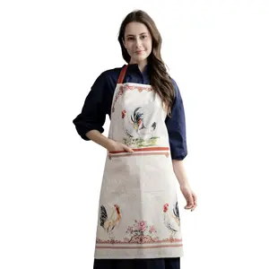 Maison d' Hermine Apron for women with Pocket 100% Cotton 27.50"x31.50" 1 Piece Adjustable Neck Strap & long ties Apron Men, Chef, Wedding, Cooking, Gardening, Server