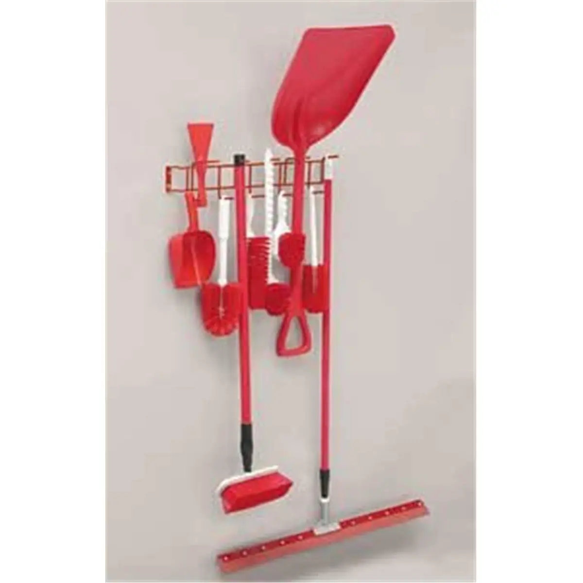 RackEm Racks Steel Wall Organiser - 26.25"w x 6.5"h x 4"d 12-Hook PVC Utility Rack, Color Coding Feature, Bleach-Resistant, Gray