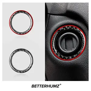 Carbon Fiber For Mercedes Benz W204 W205 A C Class GLA CLA GLC Ignition Switch Key Hole Ring Trim Sticker Car Interior Accessory